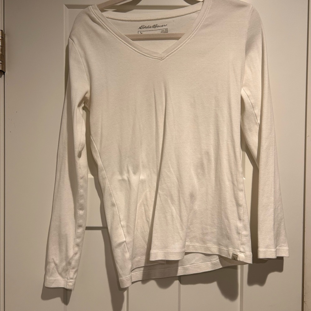 Eddie Bauer White V-Neck Shirt